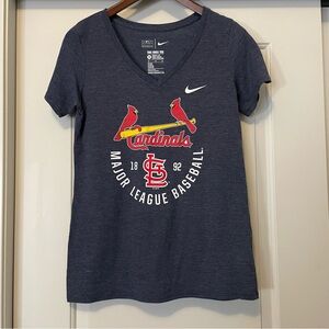 Cardinals MLB Women’s M Nike Tee Shirt 1892 Navy Blue V-Neck Short Sleeve Tshirt